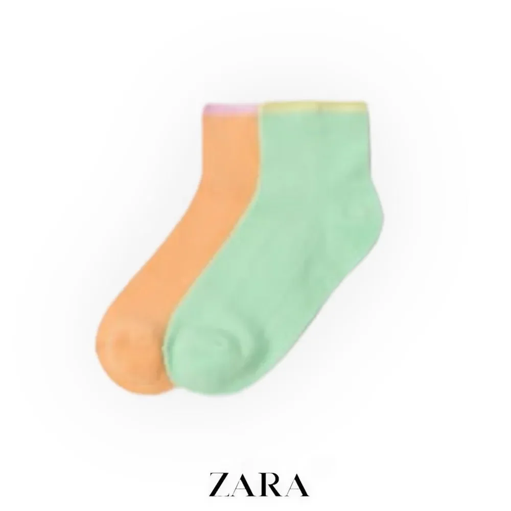 ZARA Kids | Orange Green | TWO-PACK OF SCALLOPED EDGE SOCKS WITH CONTRAST DETAIL